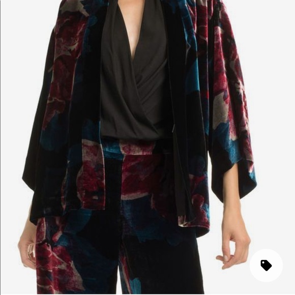 Crushed Velvet Kimono Jacket Trina Turk Luxe Plush Agave Exclusive XS / S - Picture 7 of 15
